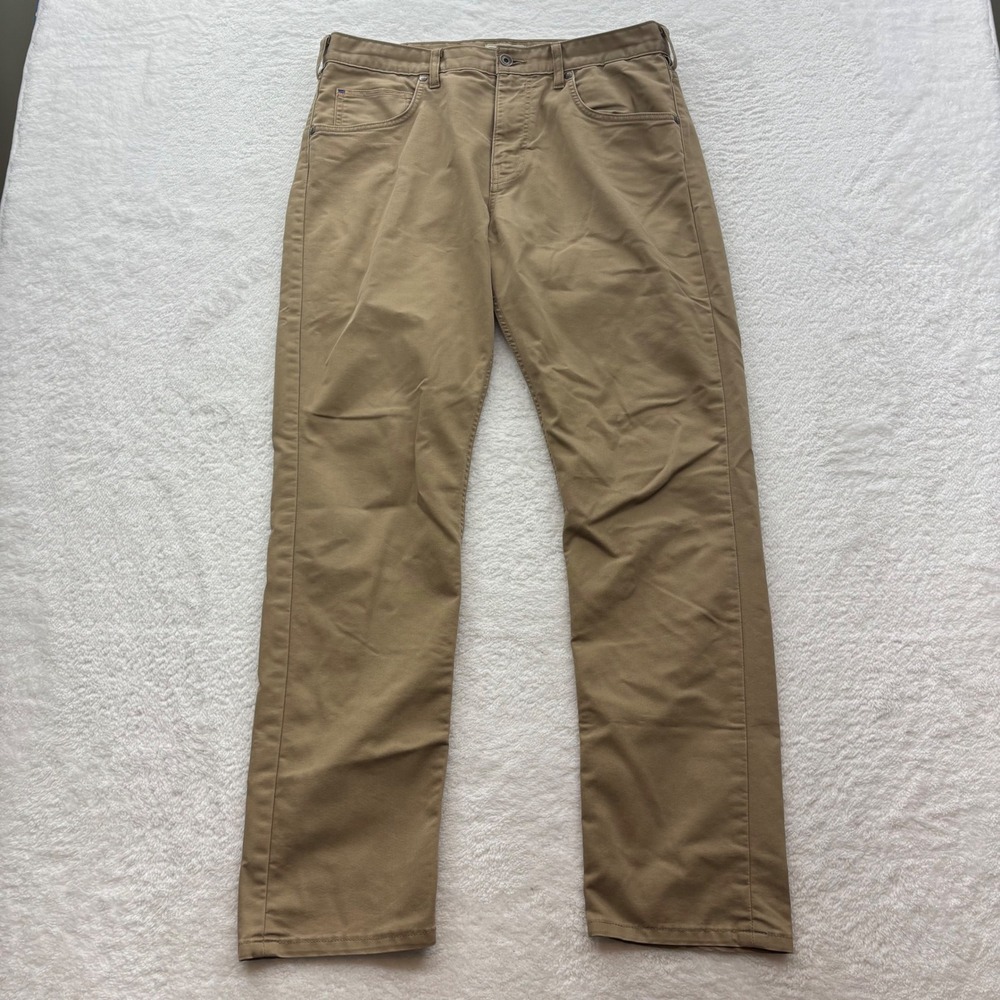Patagonia Mens Straight Fit Organic Cotton Blend Khaki Work Pants Tan 34x32